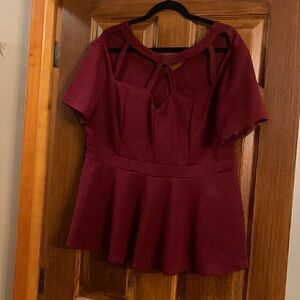 Sexy Maroon Peplum Top